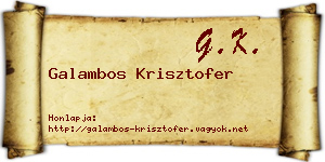 Galambos Krisztofer névjegykártya